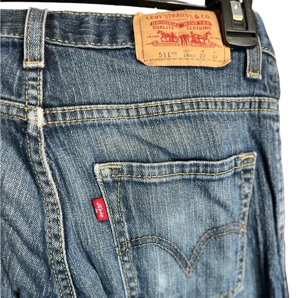 Boys or Girls Levi’s 511 Red Tab Blue Skinny Jeans Sz 14 Reg (27x27) - Picture 6 of 6